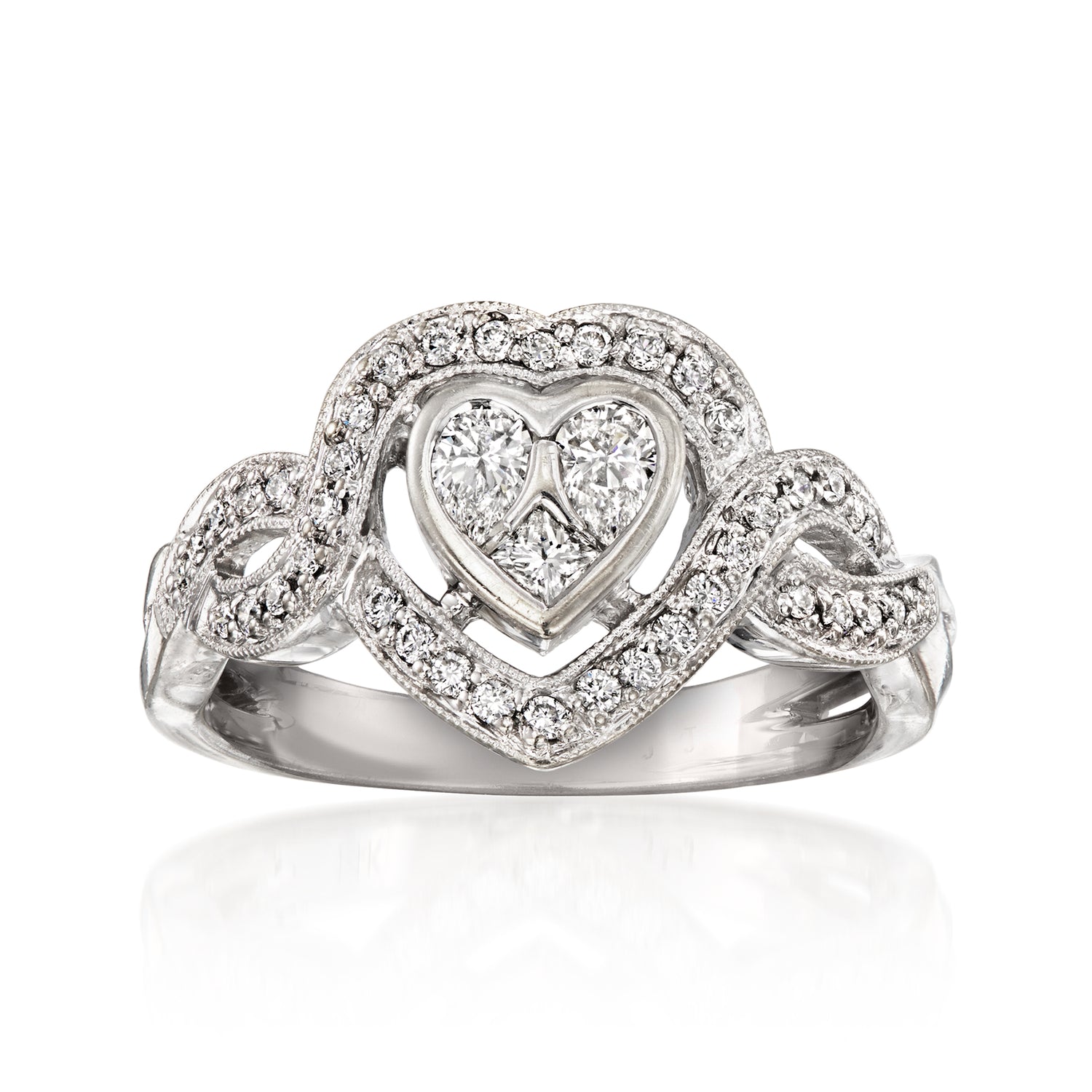 C. 1990 Vintage .57 ct. t.w. Diamond Heart Ring in 14kt White Gold