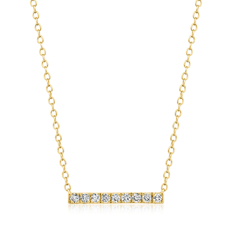 Gold vermeil diamond bar necklace with lab-grown round stones