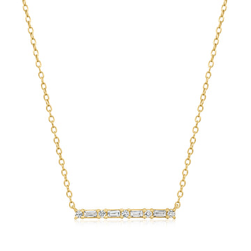 .25 ct. t.w. Round and Baguette Lab-Grown Diamond Bar Necklace in 18kt Gold Over Sterling. 16"