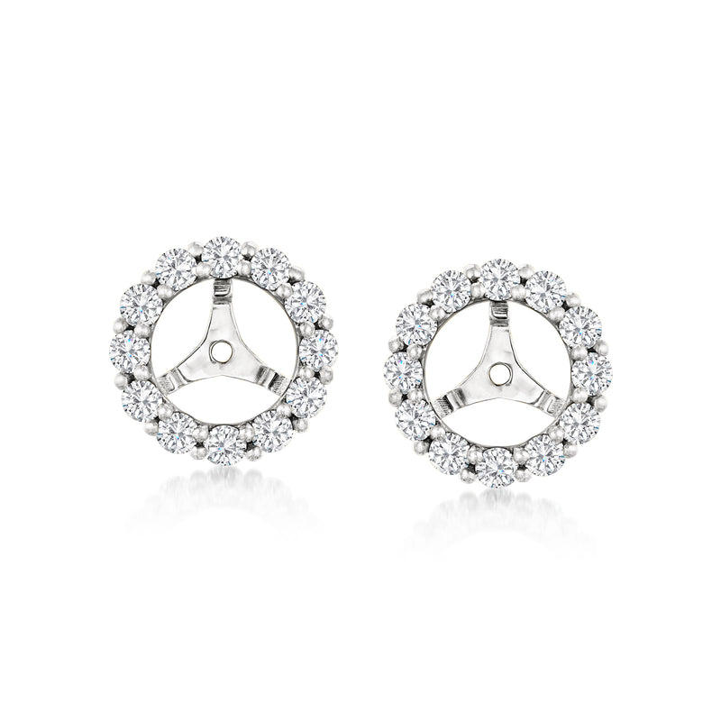 Lab-grown diamond earring jackets in 14kt white gold, round halo pair