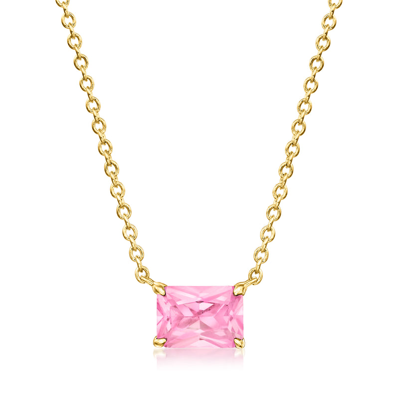 18kt gold vermeil necklace with square pink sapphire pendant