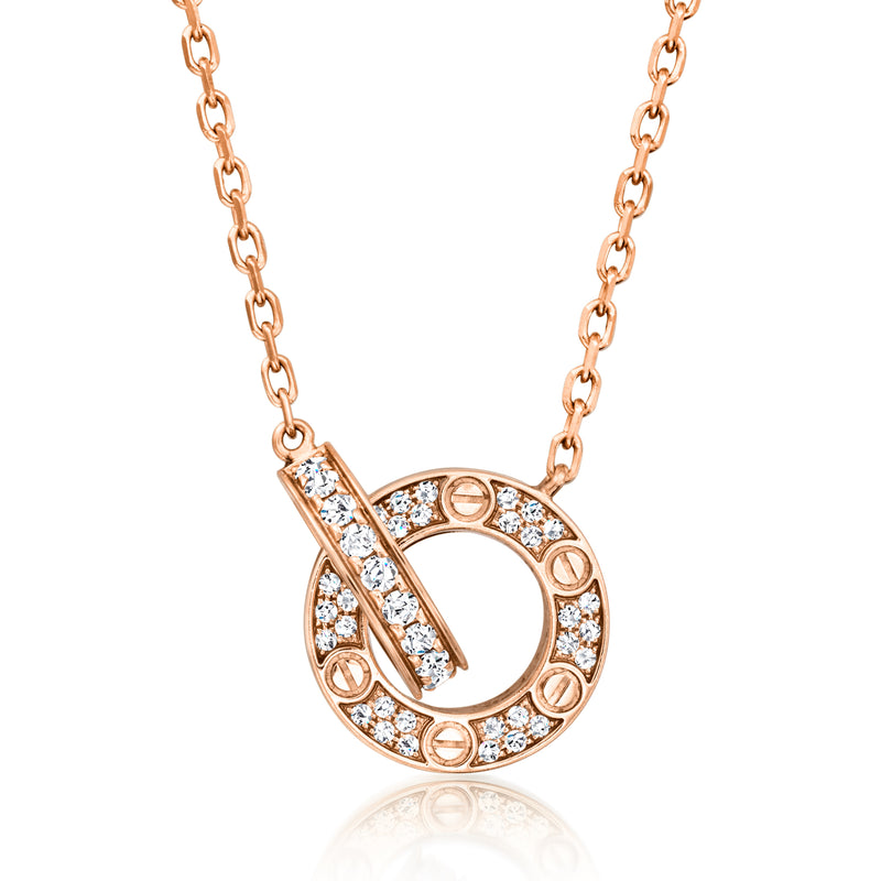 Cartier rose gold diamond interlocking circles necklace