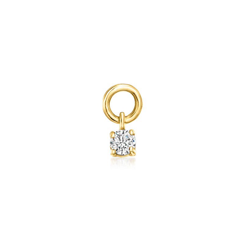 14kt yellow gold diamond square hoop charm with circular ring top