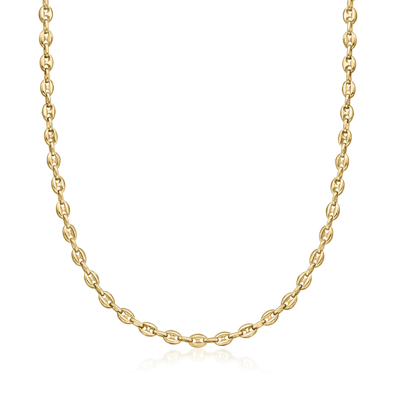 Vintage yellow gold mariner-link chain necklace with polished interlocking links
