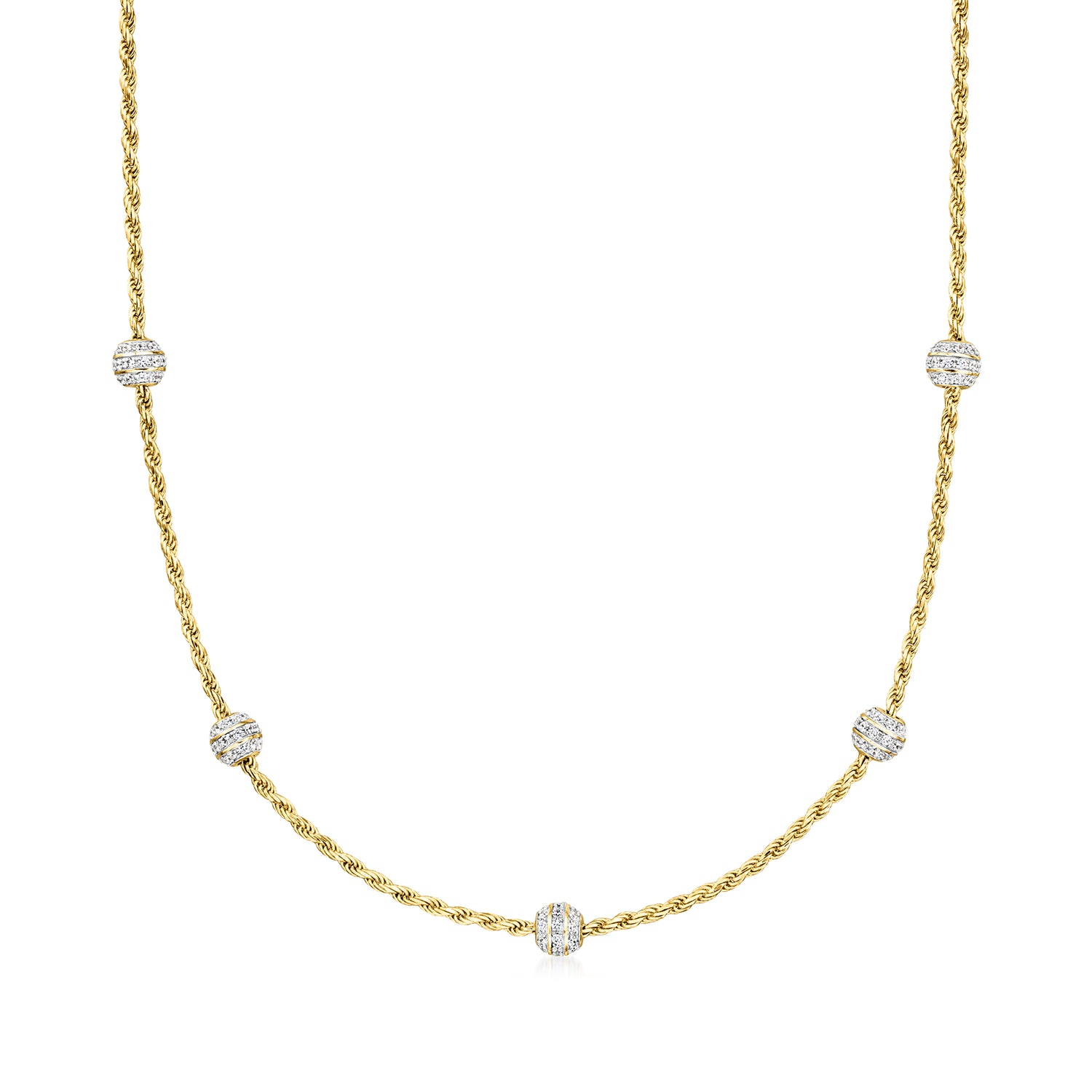 Charles Garnier 2.10 ct. t.w. CZ Ball Station Necklace in 18kt Gold Over Sterling