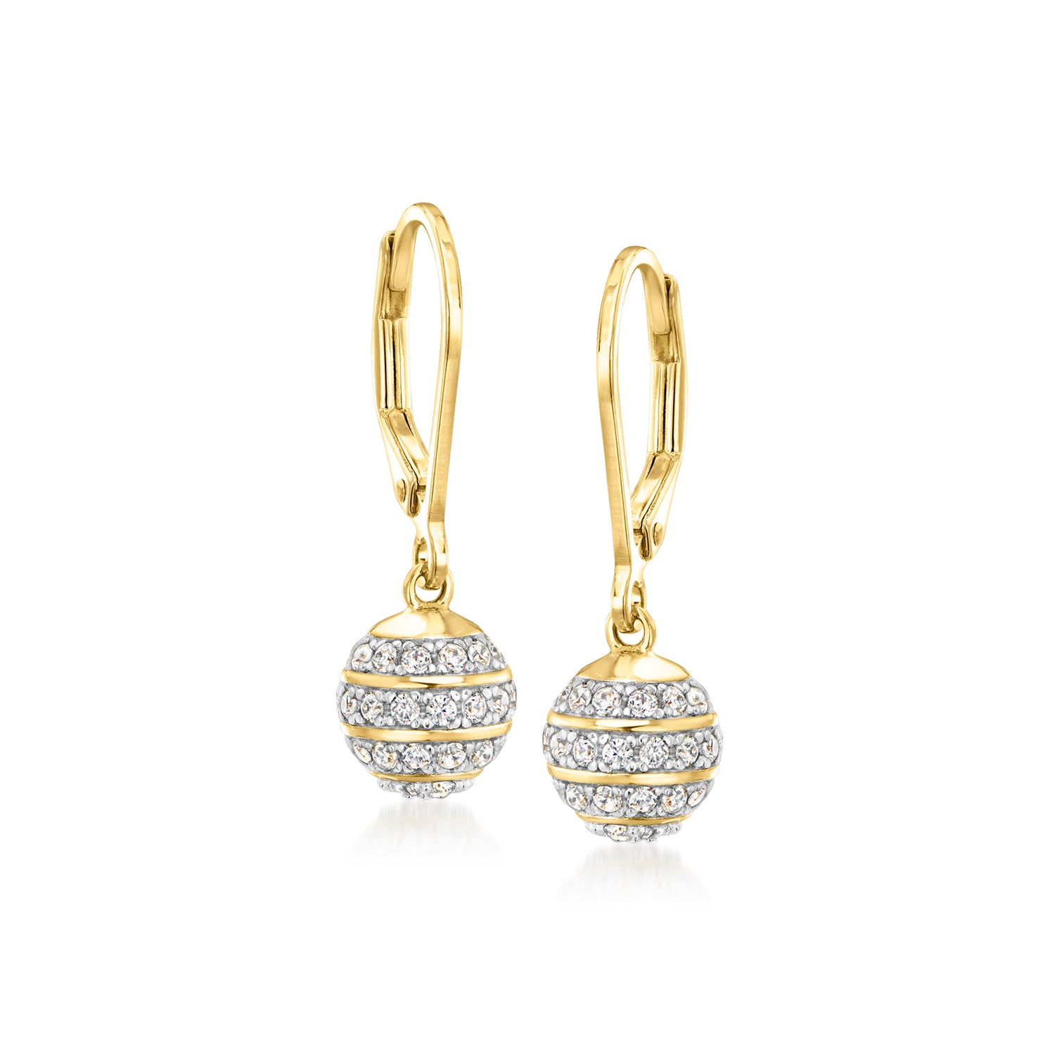 Charles Garnier .90 ct. t.w. CZ Ball Drop Earrings in 18kt Gold Over Sterling