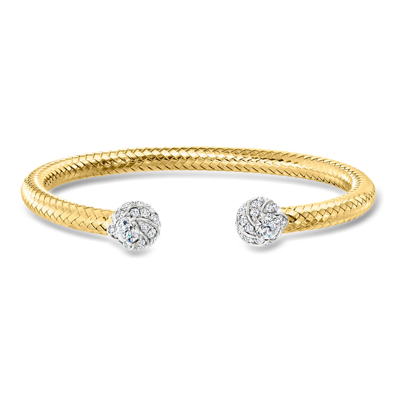 Charles Garnier gold-tone braided cuff bracelet with CZ pavé ball ends