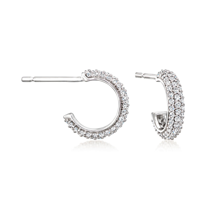 Pave diamond C-hoop earrings in 14kt white gold