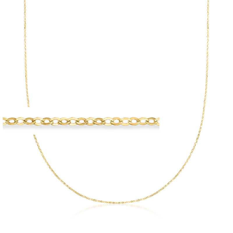 Yellow gold cable-chain necklace with fine link chain, 14kt style