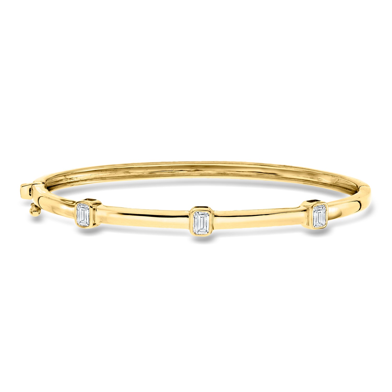 .75 ct. t.w. Emerald-Cut Lab Grown Diamond Station Bangle Bracelet in 18kt Gold Over Sterling