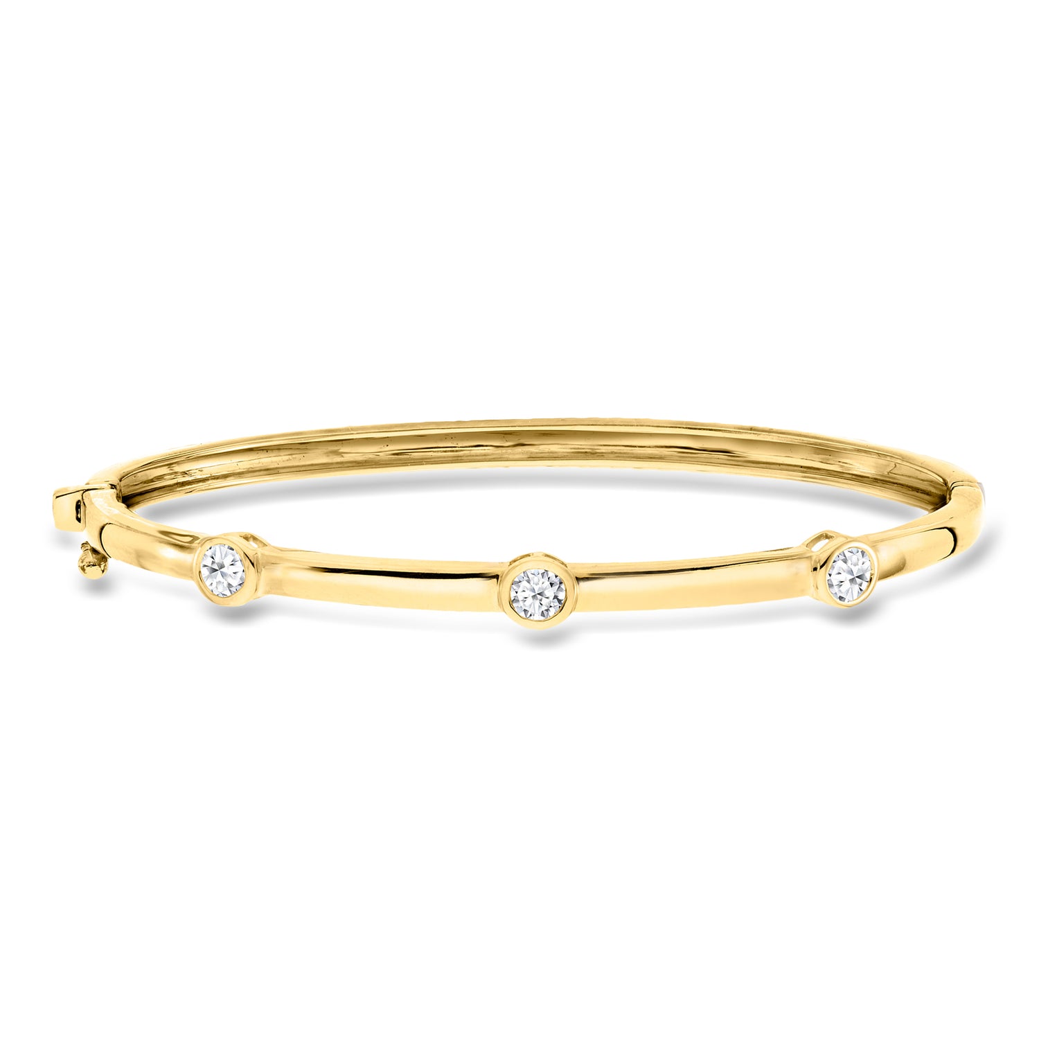 .75 ct. t.w. Round Lab Grown Diamond Station Bangle Bracelet in 18kt Gold Over Sterling