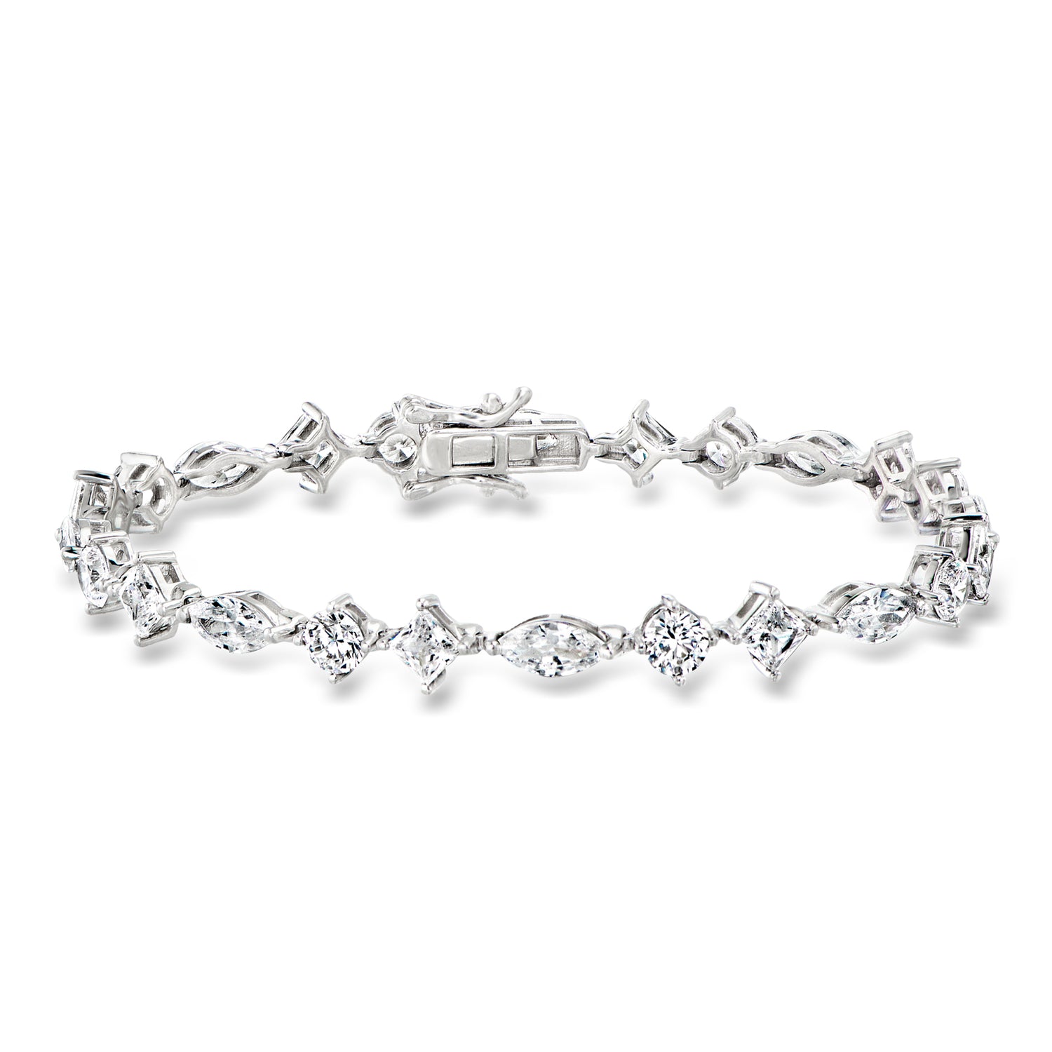 Ross-simons 10.00 Ct. T.w. Multi-shaped Cz Bracelet In Sterling Silver