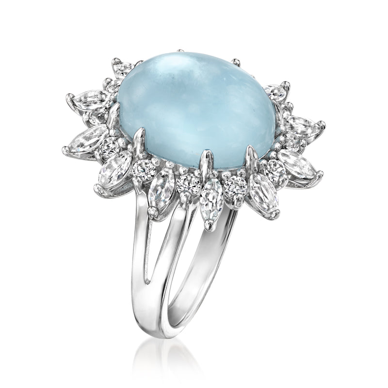 6.75 Carat Aquamarine Ring with 4.00 ct. t.w. White Topaz in Sterling Silver