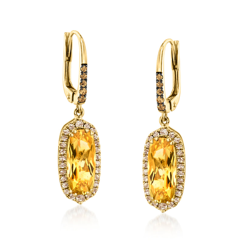 Le Vian leverback drop earrings with citrine and diamond accents in gold