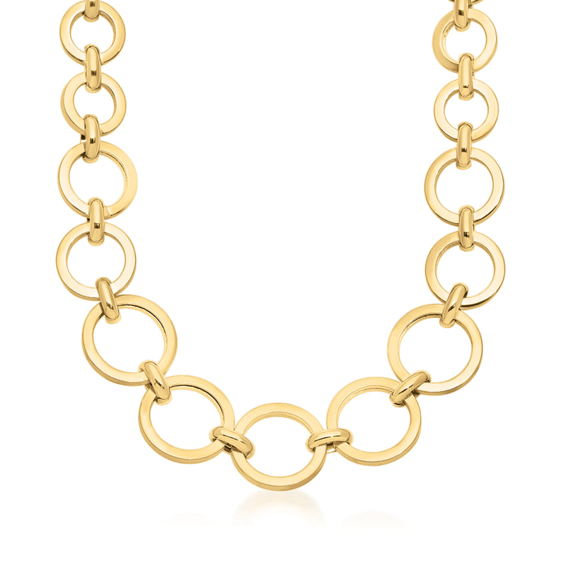 14kt yellow gold graduated circle-link necklace with large connected rings