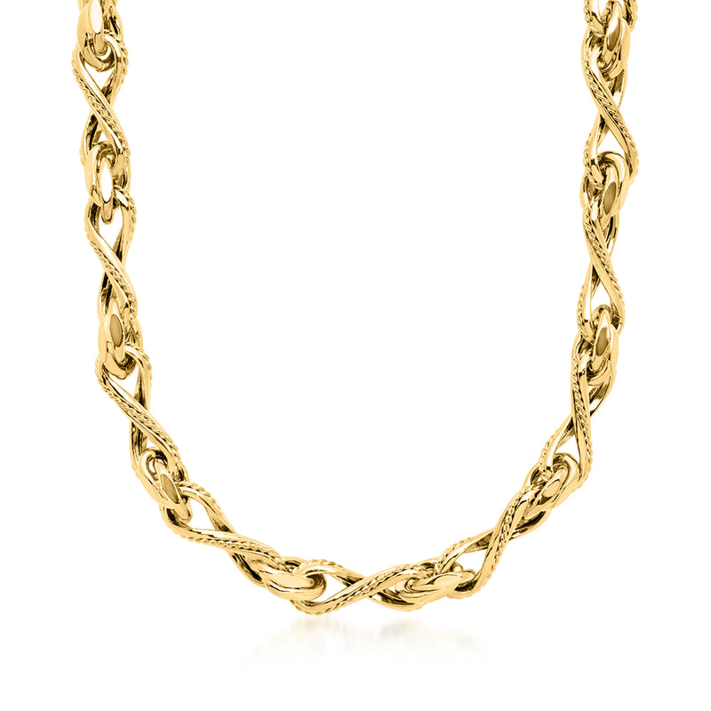 14kt yellow gold twisted-link necklace with continuous chain links