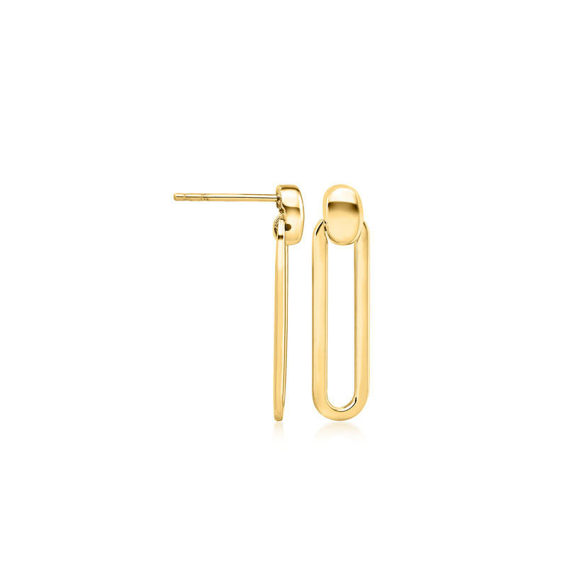 14kt yellow gold paper-clip link drop earrings with straight top posts