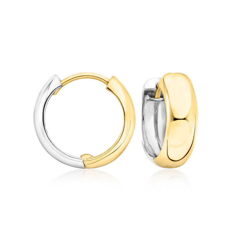 Reversible hoop earrings, sterling silver with gold-over accents on one side