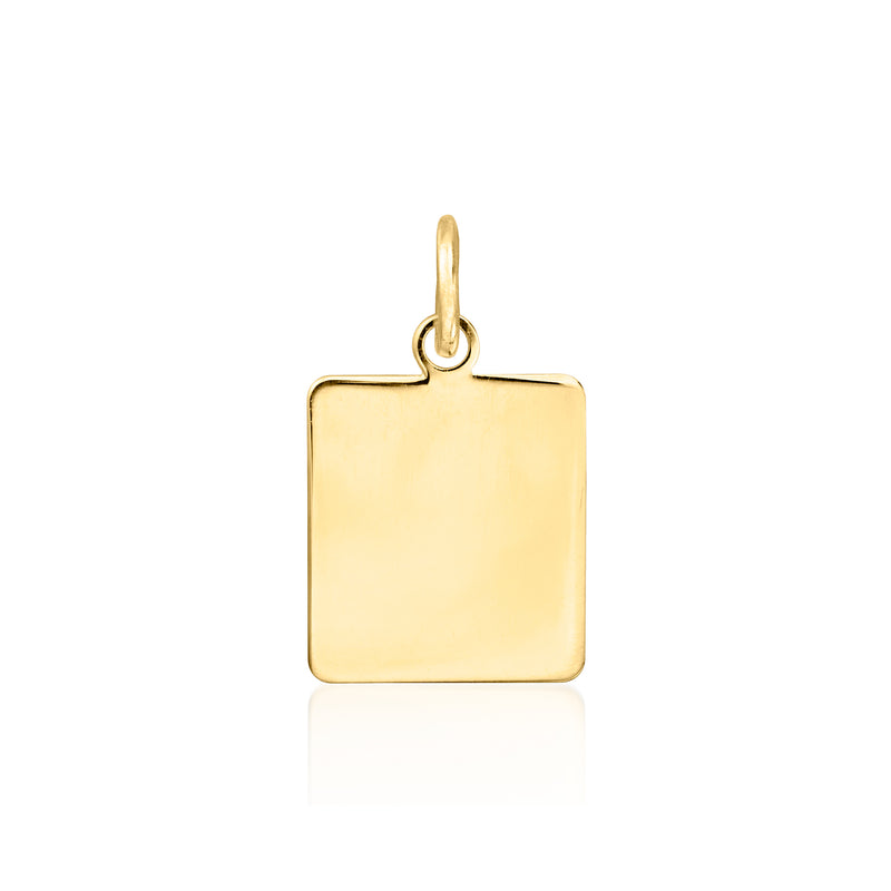 14kt yellow gold square tag pendant with hanging loop