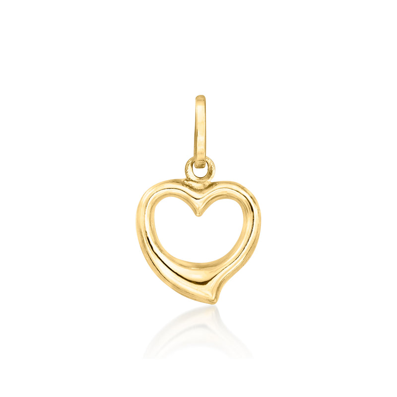14kt yellow gold open heart pendant with top bail