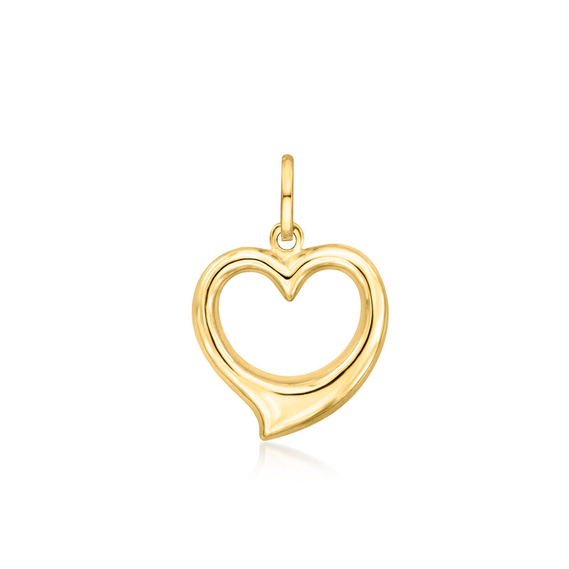 14kt yellow gold heart pendant with bail and polished heart shape