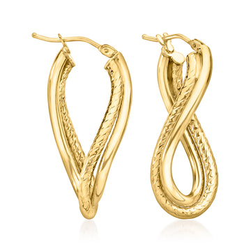 Italian 14kt Yellow Gold Twisted Double-Hoop Drop Earrings