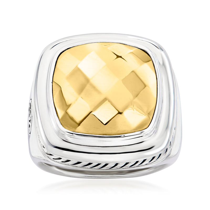 David Yurman dome ring: sterling silver with 18kt yellow gold textured top