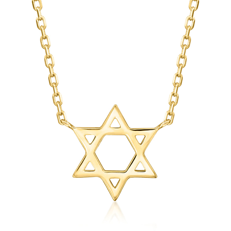 14kt yellow gold Star of David necklace with chain and hexagram pendant