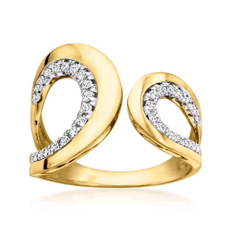 Open loop diamond ring in 18kt gold over sterling silver