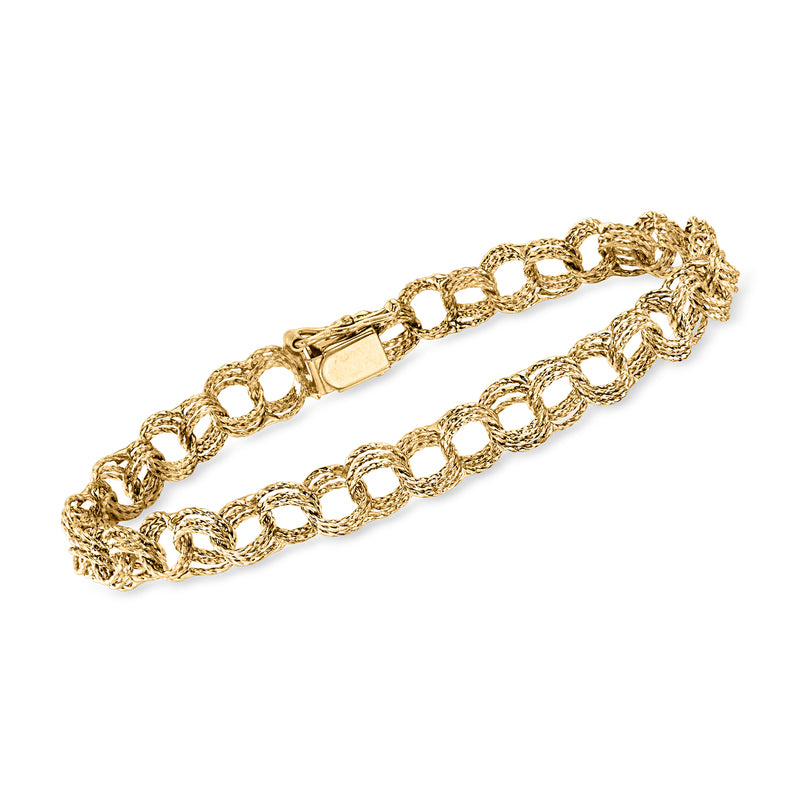 Vintage 14kt yellow gold cable-link chain bracelet with rectangular clasp