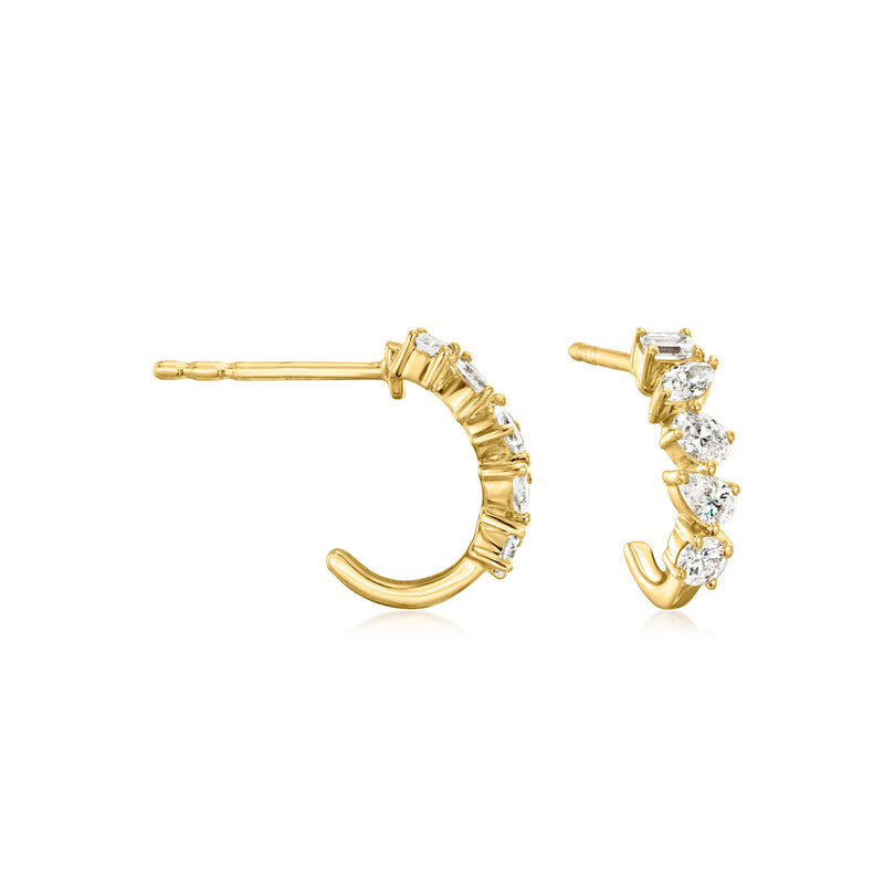 18kt gold vermeil hoop earrings with multi-shaped lab-grown diamond accents