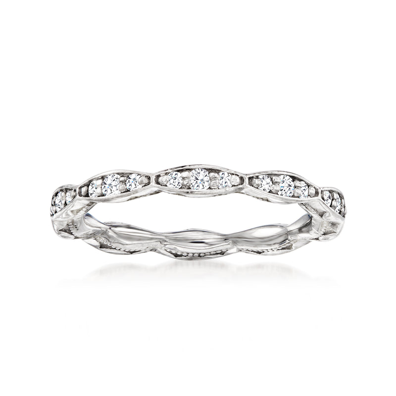 Vintage diamond eternity band in 18kt white gold with channel-set round stones