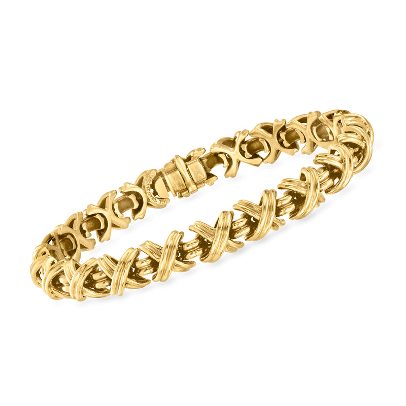 18kt yellow gold X-link vintage bracelet with alternating interwoven links