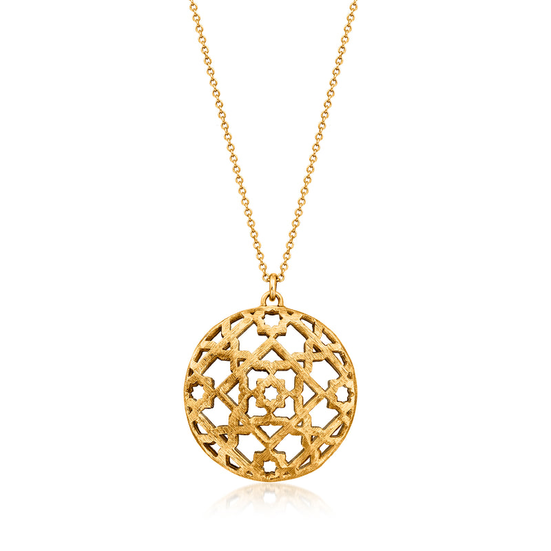 18kt yellow gold necklace with round filigree pendant