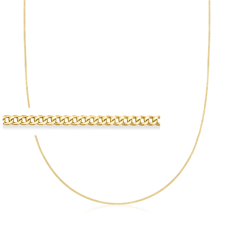 10kt yellow gold curb-link chain necklace with small flat curb links