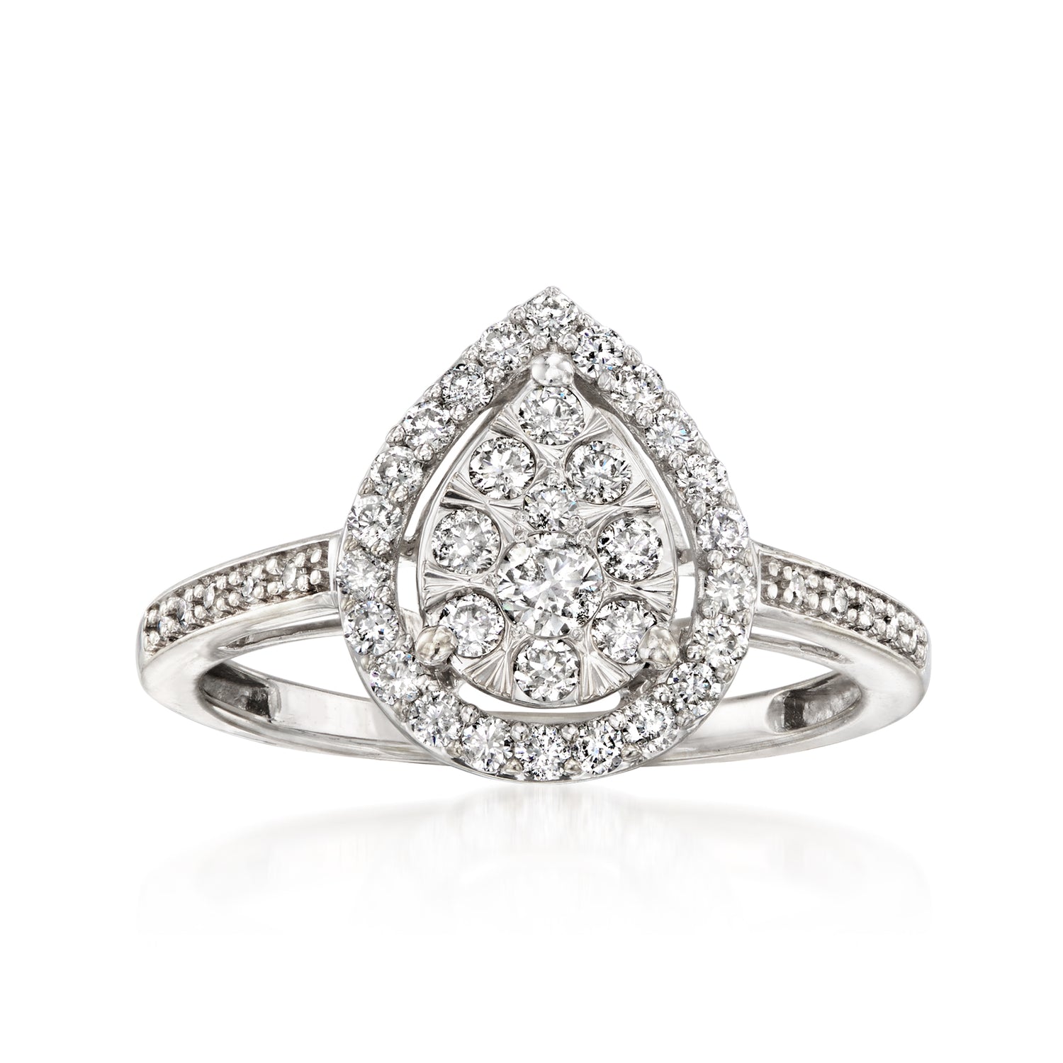 C. 2000 Vintage .50 ct. t.w. Diamond Cluster Ring in 14kt White Gold