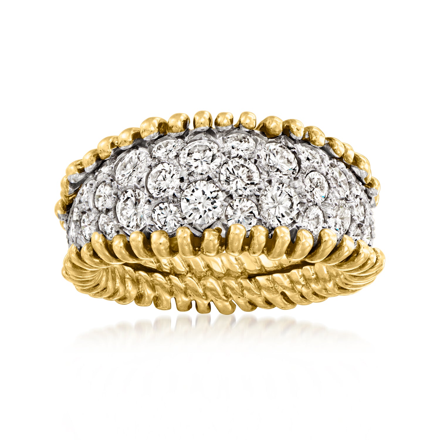 C. 1980 Vintage 2.10 ct. t.w. Diamond Ring in 18kt Two-Tone Gold