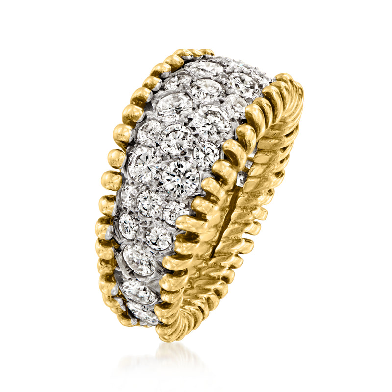 Vintage two-tone gold diamond ring with oval cluster setting
