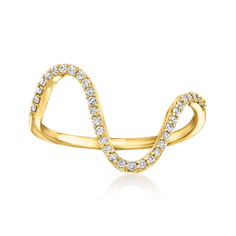 Gold vermeil wave ring with lab-grown diamond accents