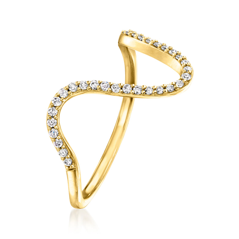Wave ring in gold vermeil with lab-grown diamonds