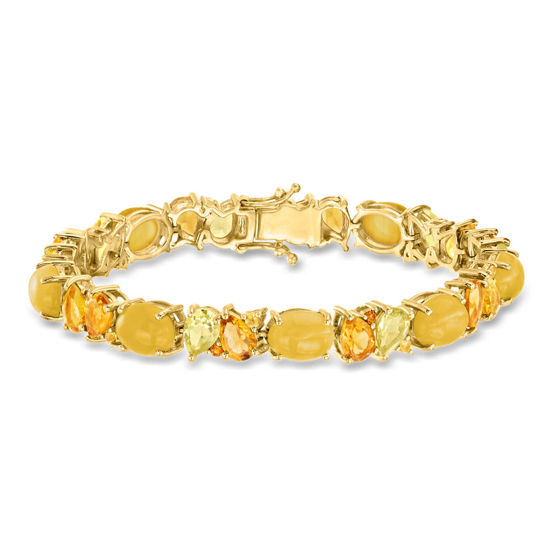 Gold over sterling bracelet with yellow chalcedony and multi-gemstone accents
