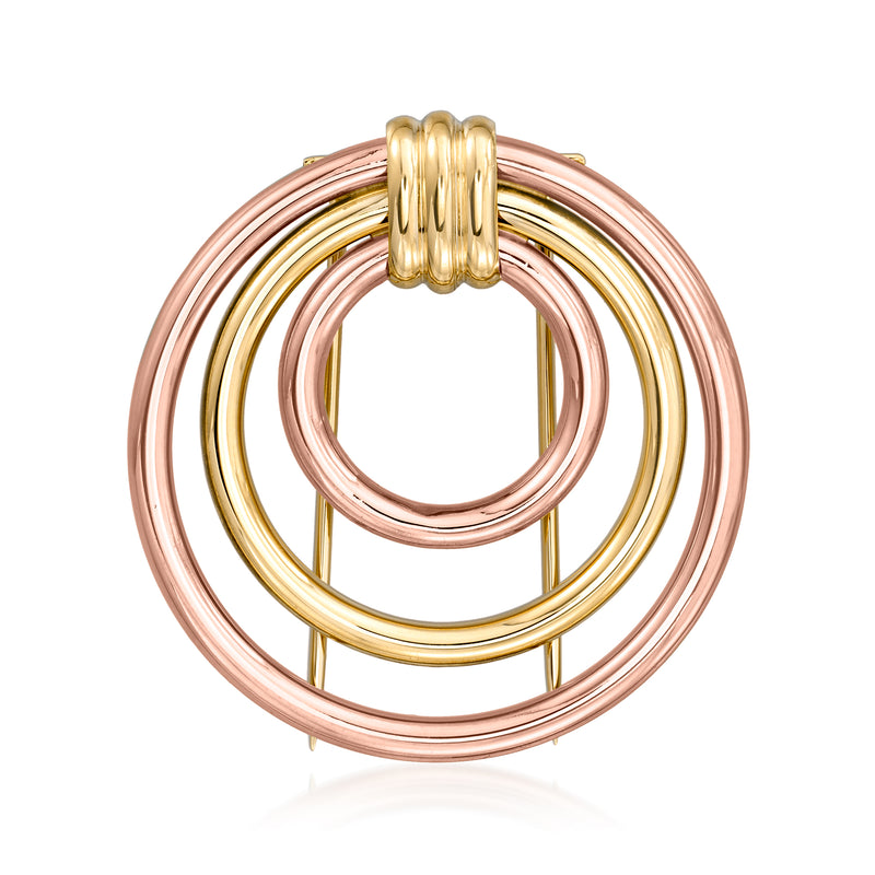 Two-tone gold vintage pin with three interlocking round circles