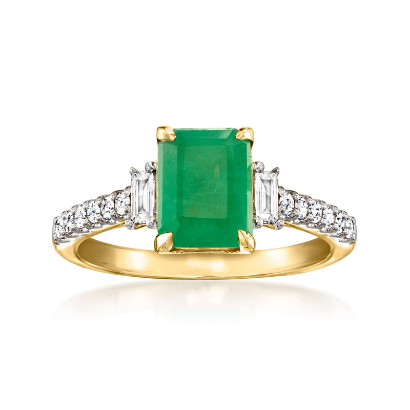 1.50 Carat Emerald Ring with .25 ct. t.w. Lab-Grown Diamonds in 14kt Yellow Gold