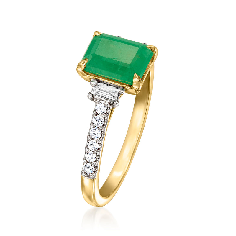 1.50 Carat Emerald Ring with .25 ct. t.w. Lab-Grown Diamonds in 14kt Yellow Gold