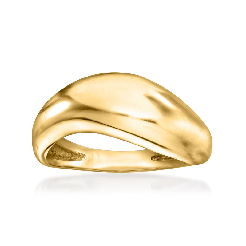 Sculptural gold over sterling ring, rounded domed top, smooth shiny band