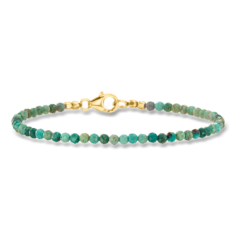 Turquoise-green bead bracelet with gold clasp, 18kt gold over sterling