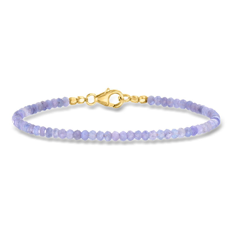 Lavender tanzanite bead bracelet with 18k gold-over-sterling clasp and chain