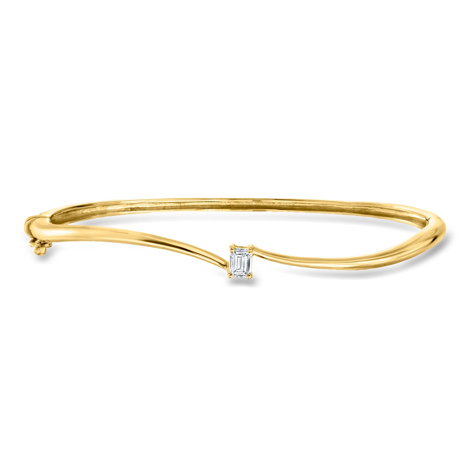 .25 Carat Emerald-Cut Lab Grown Diamond Wavy Bangle Bracelet in 18kt Gold Over Sterling