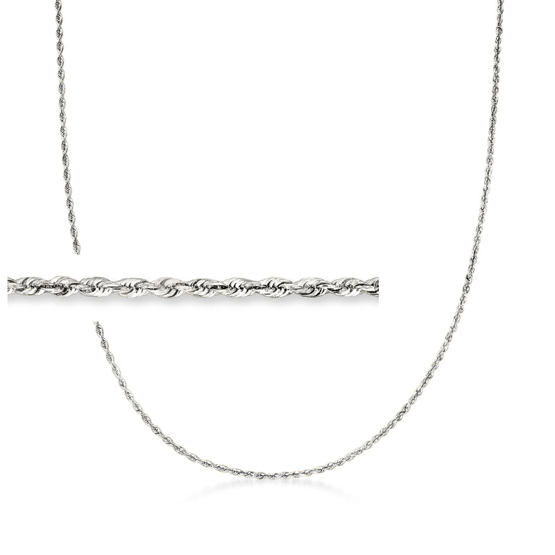 14kt white gold rope-chain necklace with diamond-cut polished links