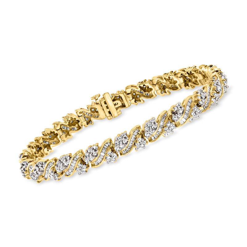 Vintage 14kt yellow gold diamond bracelet with interwoven links and round stones